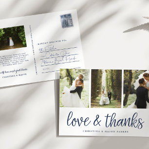 Chic Script   Multi Wedding Foto Vielen Dank Postkarte
