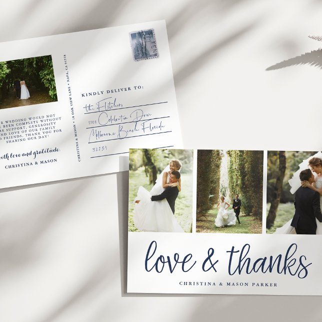 Chic Script | Multi Wedding Foto Vielen Dank Postkarte (Von Creator hochgeladen)