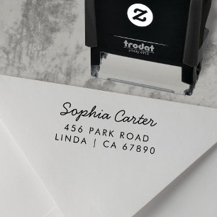 Chic Script Name Rücksendeadresse Moderne Minimali Permastempel