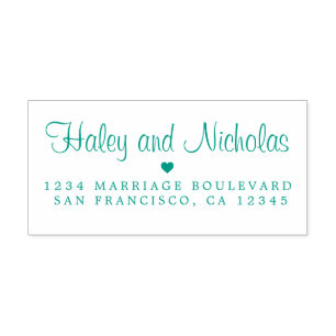 Chic Script Names Green Wedding Rücksendeadresse Permastempel