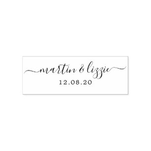Chic Script Names Wedding Date Bly Band Permastempel