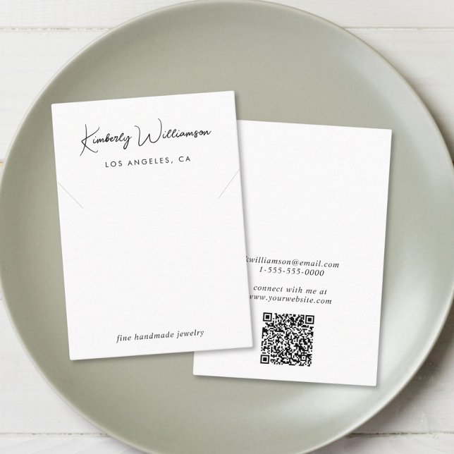 Chic Script Necklace Juwelier Display Card Visitenkarte (Empower your name in our signature script as your logo and brand identity)