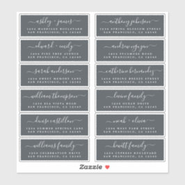 Chic Script Off-Black Wedding Guest Address Labels