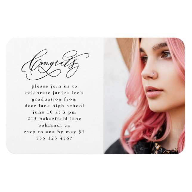 Chic Script One Foto Graduation Party Magnet (Horizontal)