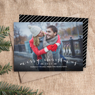 Chic Script Overlay Weihnachts-Fotokarte Feiertagskarte