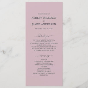 Chic Script Pastel Lila einfache Minimal Hochzeit Programm