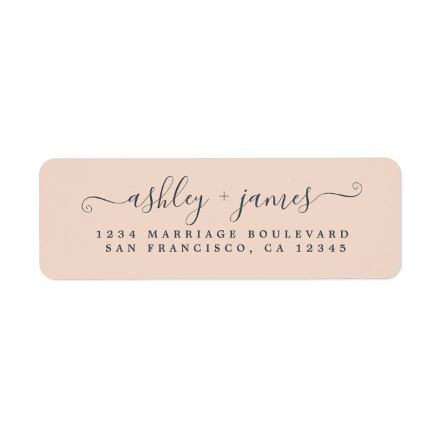 Chic Script Pastel Pink Wedding Rücksendeadresse (Vorne)
