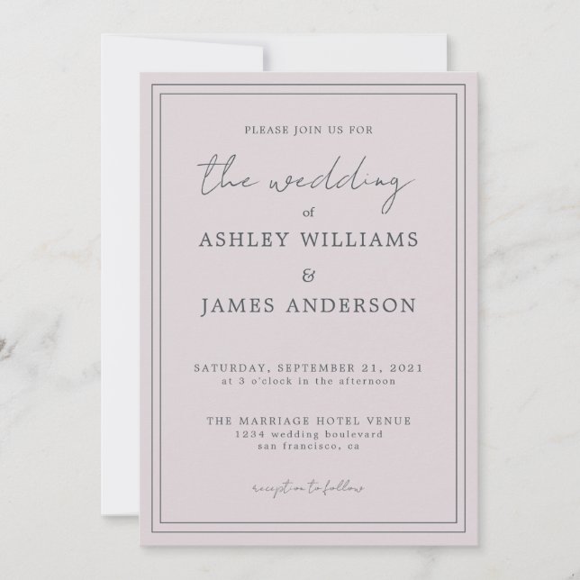 Chic Script Pastel Purple Faire-part de mariage (Devant)