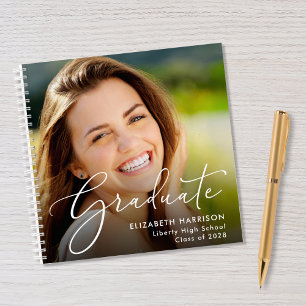 Chic Script Photo Graduation Party Livre d'invité