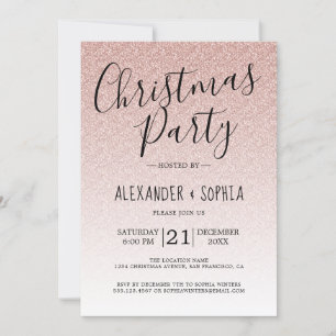 Chic Script Pink Glitzer Ombre Party Einladung