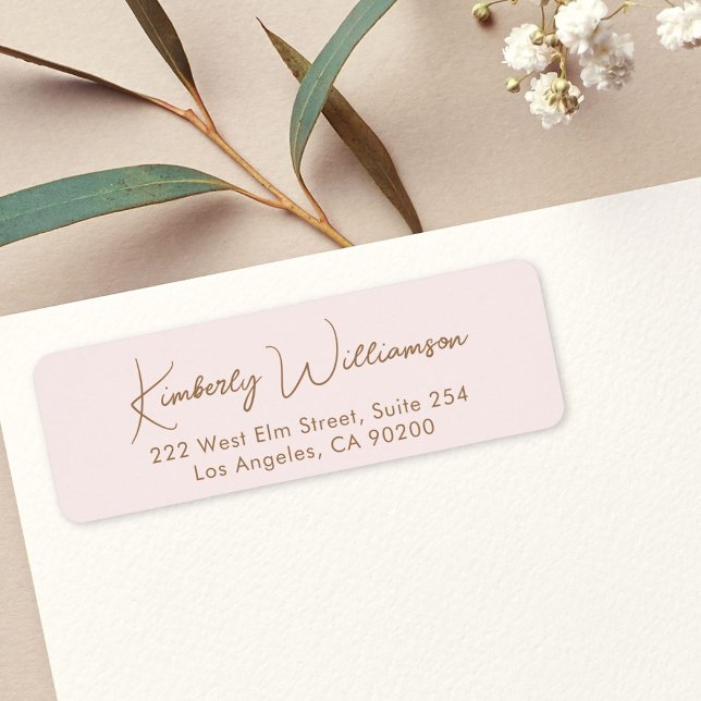 Chic Script Pink Gold Return Address (Von Creator hochgeladen)