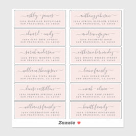 Chic Script Pink Wedding Guest Address Labels