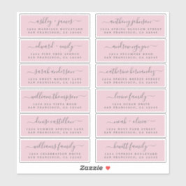 Chic Script Pink Wedding Guest Address Labels