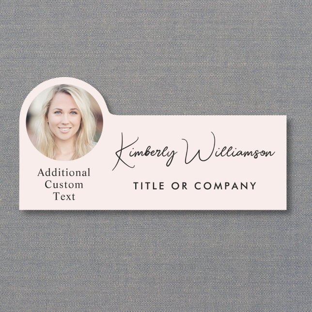Chic Script Professional Pink Foto Namensschild (Chic Script Professional Pink Photo Name Tag)
