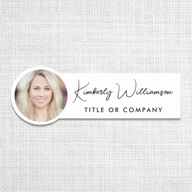 Chic Script Professionelles Foto Namensschild (Chic Script Professional Photo Name Tag)