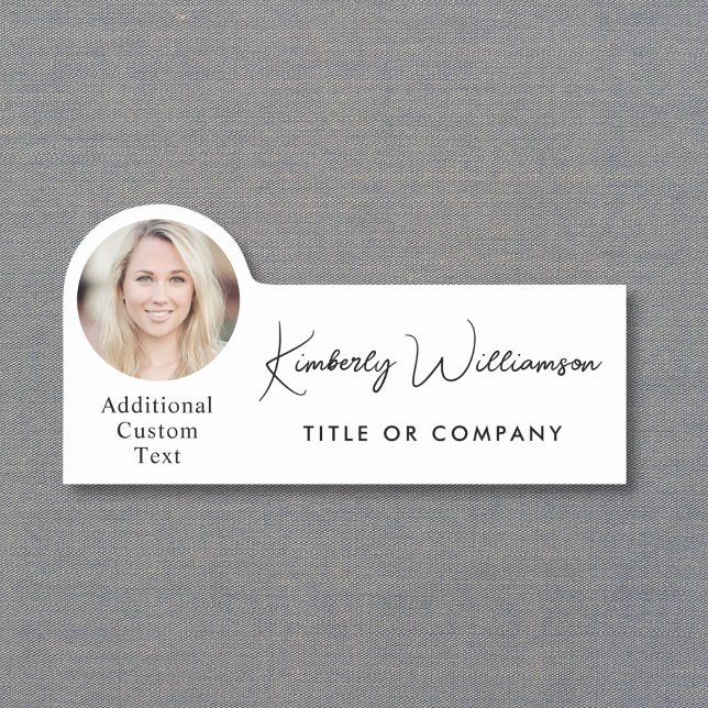 Chic Script Professionelles Foto Namensschild (Chic Script Professional Photo Name Tag)