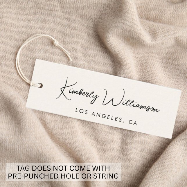 Chic Script QR Code Cream Clothing Hang Tag (Empower your name in our signature script as your logo and brand identity)