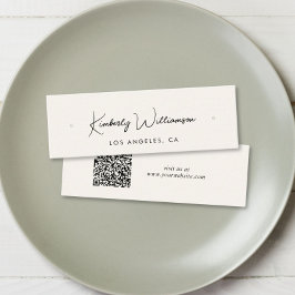 Chic Script QR Code Earring Cream Display Card Mini Visitenkarte