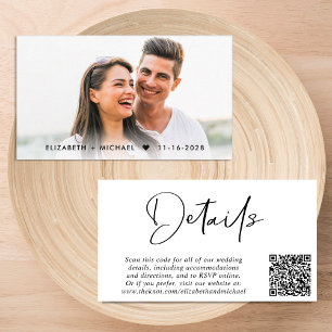 Chic Script QR Code Hochzeitdetails Begleitkarte