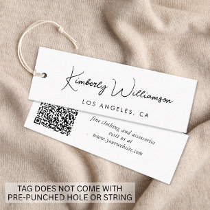 Chic Script QR-Code Kleidungsanhänger Mini Visitenkarte