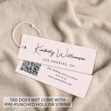 Chic Script QR Code Rosa Kleidung Hang Tag