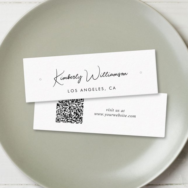 Chic Script QR Code Studioaufsteckkarte Mini Visitenkarte (Empower your name in our signature script as your logo and brand identity)