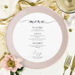Chic Script Round Wedding Menu Card für Plattenspi Menükarte<br><div class="desc">Eine schicke Kalligraphy Wedding Menu Card. I do offer a free customisation service,  if you have any anfragen or special requests,  please feel free to contact me.</div>