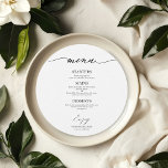 Chic Script Round Wedding Menu Card für Plattenspi Menükarte<br><div class="desc">Eine schicke Kalligraphy Wedding Menu Card. I do offer a free customisation service,  if you have any anfragen or special requests,  please feel free to contact me.</div>