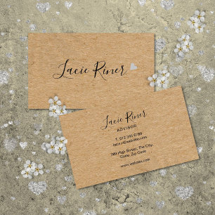 Chic Script Silber Liebe Herz Rustikale Kraft Visitenkarte