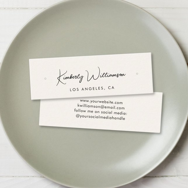 Chic Script Stud Hoop Cream Display Card Mini Visitenkarte (Empower your name in our signature script as your logo and brand identity)