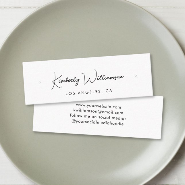 Chic Script Stud Hoop Earring Display Card Mini Visitenkarte (Empower your name in our signature script as your logo and brand identity)