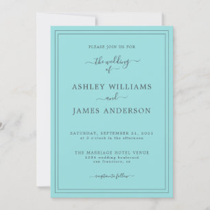 Chic Script Turquoise Blue Faire-part de mariage
