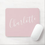 Chic Script Typografie Personalisiert Girly Pink Mousepad<br><div class="desc">chic Script Typography Personalized Girly Pink Mouse Pad</div>