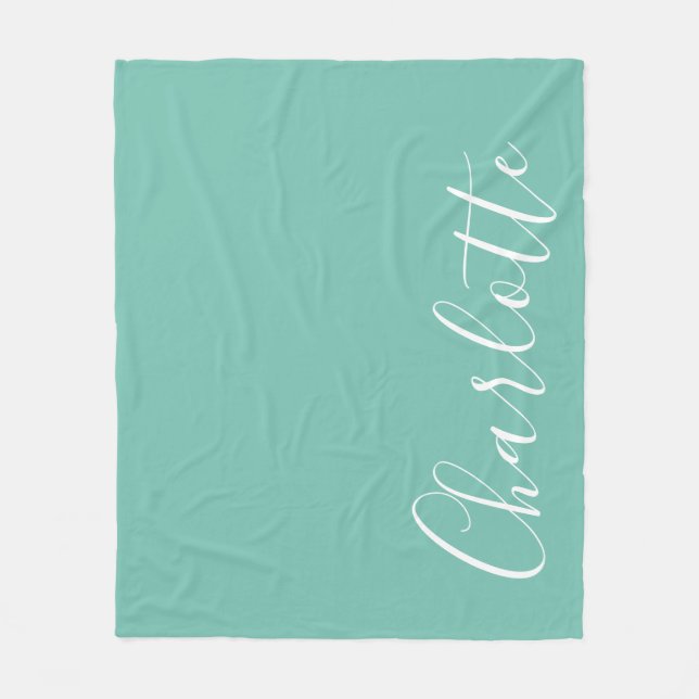 Chic Script Typografie Personalisiert Moderne Aqua Fleecedecke (Vorderseite)