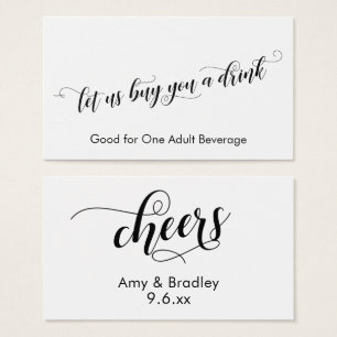 Chic Script-Typografie Trinktickets auf Weiß