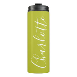 Chic Script Typografy Personalisiert Chartreuse  Thermosbecher
