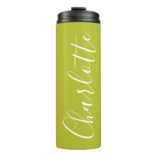 Chic Script Typografy Personalisiert Chartreuse Thermosbecher
