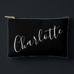 Chic Script Typografy Personalisiert Name Black Zubehörtasche<br><div class="desc">Personalisiertes Zubehör-Pouch für Schriftzeichen in Schwarz</div>