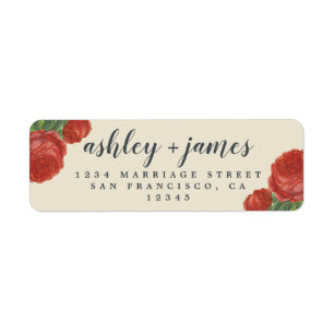 Chic Script Vintage Rose Hochzeit Rücksendeadresse