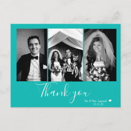 Chic Script Wedding Danke Blue Postkarte