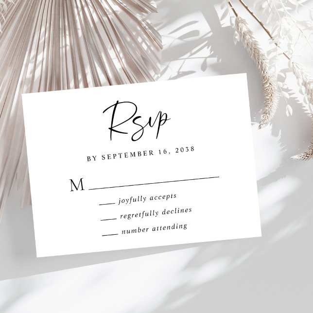 Chic Script Wedding RSVP Karte (Von Creator hochgeladen)