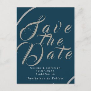 Chic Script Wedding Save the Date Announcement Postkarte