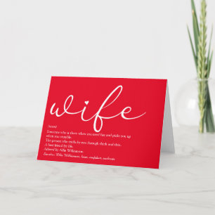 chic Script Wife Definition Love Heart Red Karte