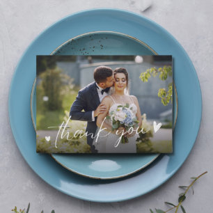 Chic Script Zwei Fotos Hochzeit Danke
