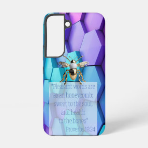 Chic Scripture Blue Mauve Honigwabe Gold Biene Samsung Galaxy Hülle