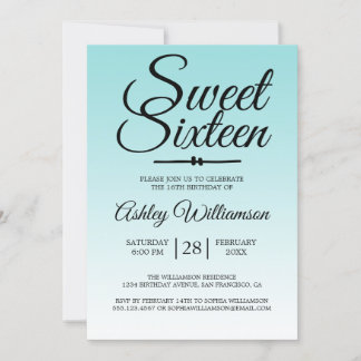 Chic Sea Muschel Blue Ombre Sweet 16 16. Geburtsta Einladung