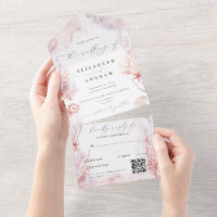Chic Seashells Coral Underwater QR Code Hochzeit