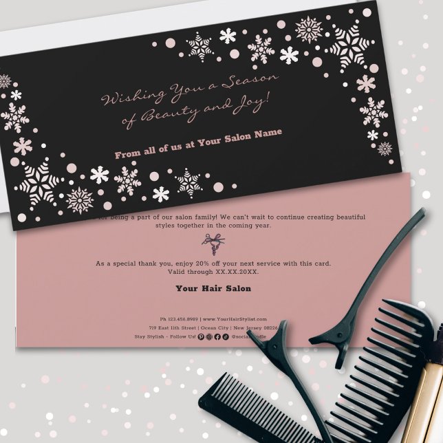 Chic Season Beauty und Joy Black Pink Flat Card (Chic Season of Beauty and Joy Black Pink Flat Card)