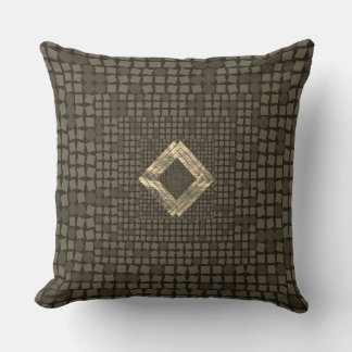 Chic sepia & gold throw pillow, abstrakte design kissen