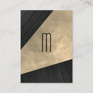 Chic Sepia Watercolor Wood Monogram Visitenkarte